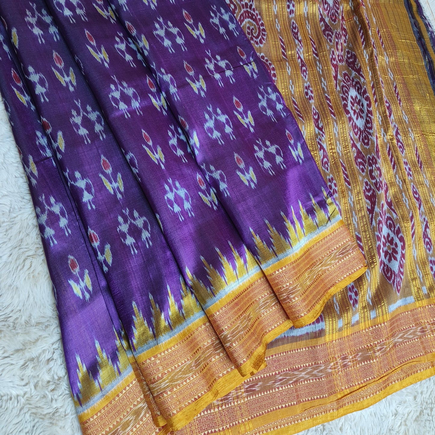 Purple pure silk-odisha ikat khandua silk saree