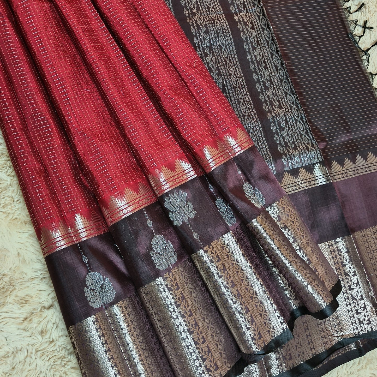 Maroon pure mangalari pattu saree