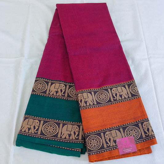 Pink pure handloom narayanpet ganga jamuna border