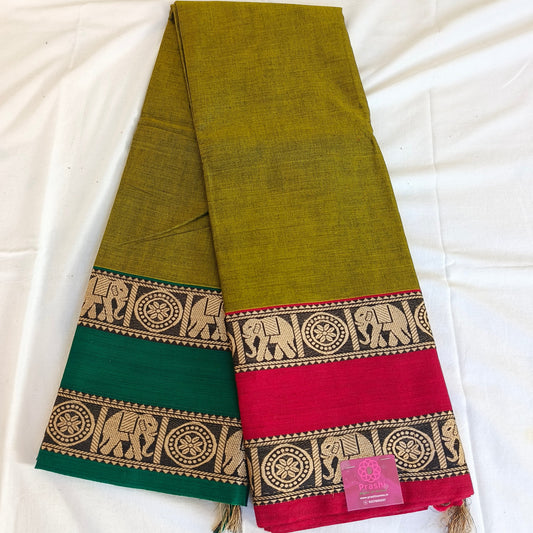 Mante green pure handloom narayanpet ganga jamuna border