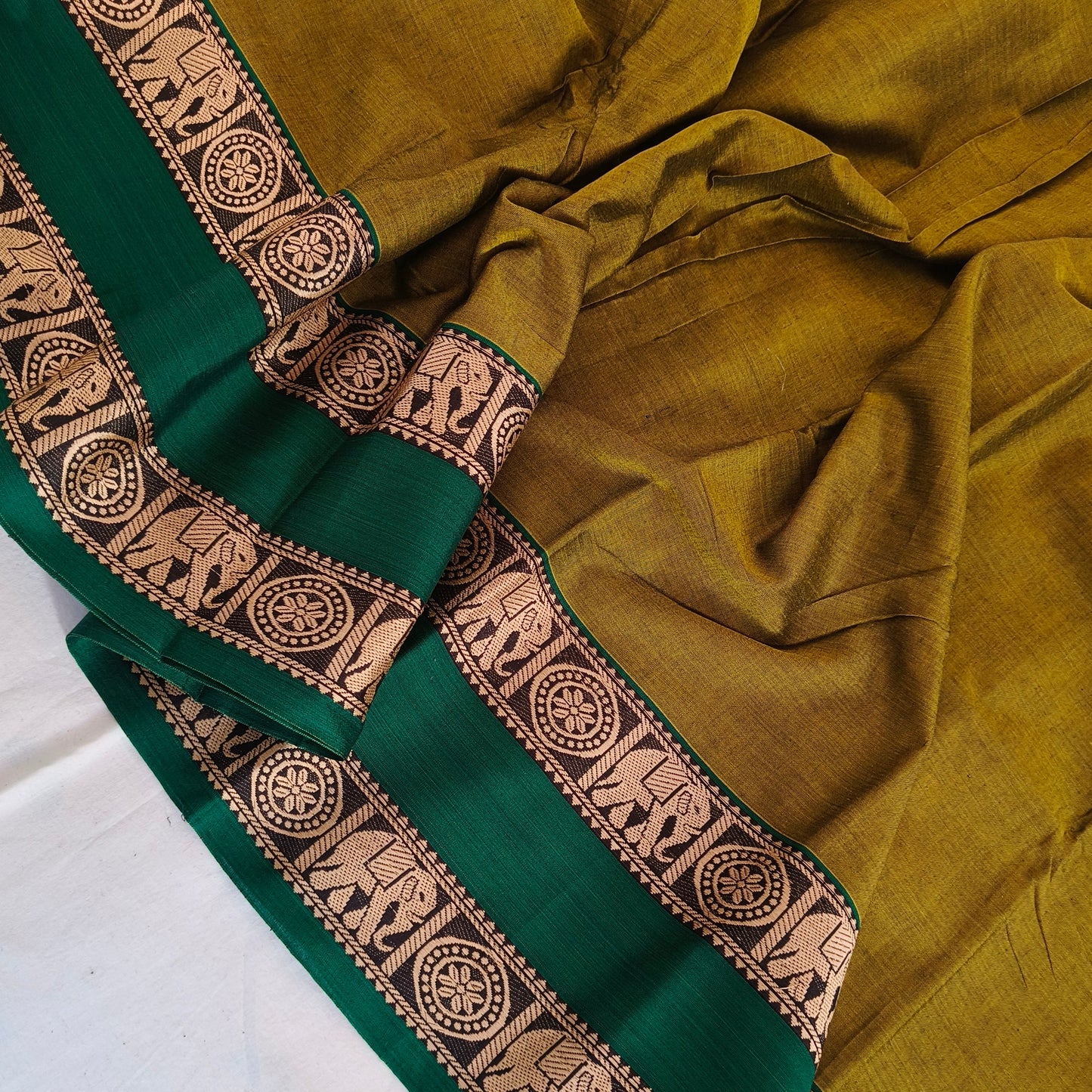 Mante green pure handloom narayanpet ganga jamuna border