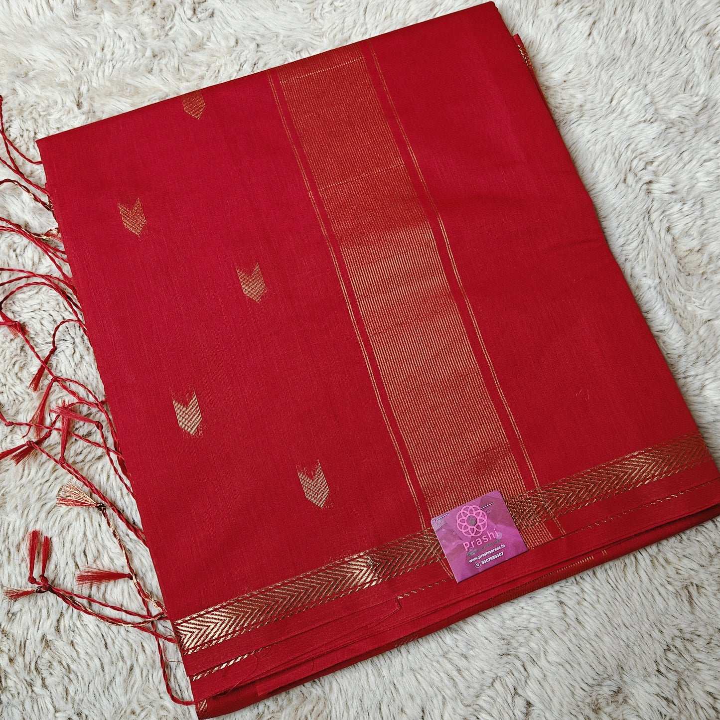 RED maheshwari silk cotton saree