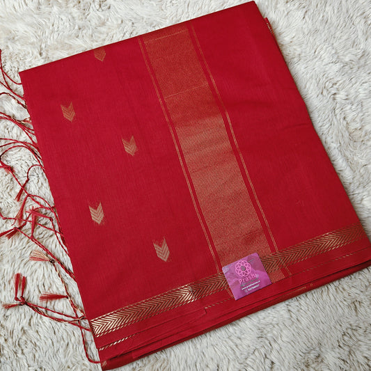 RED maheshwari silk cotton saree