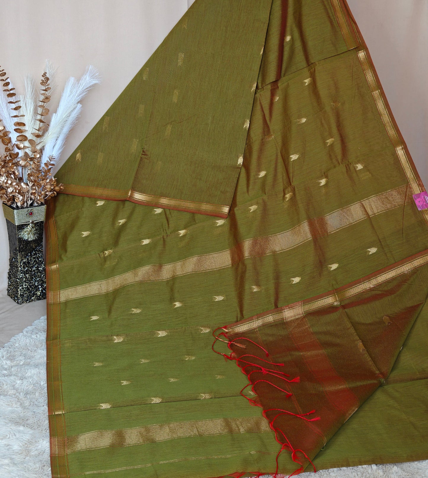 mehandi green maheshwari silk saree