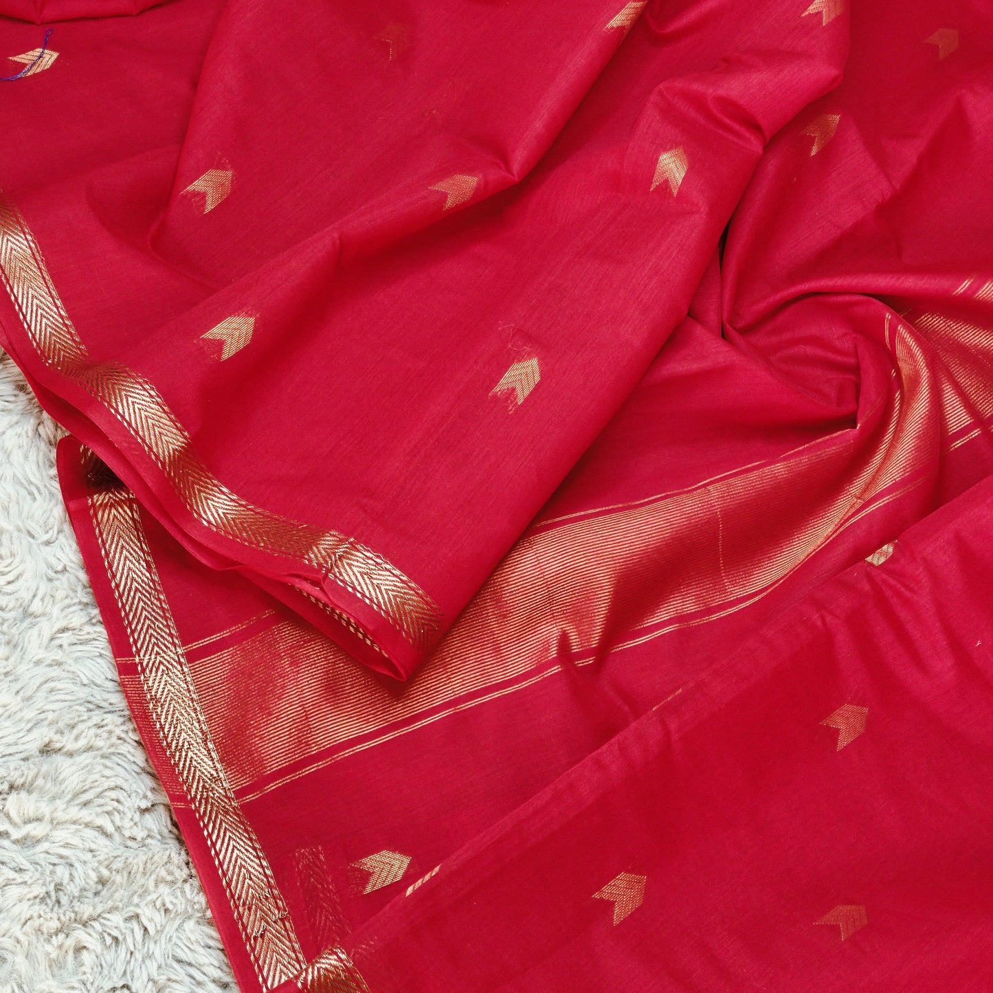 RED maheshwari silk cotton saree