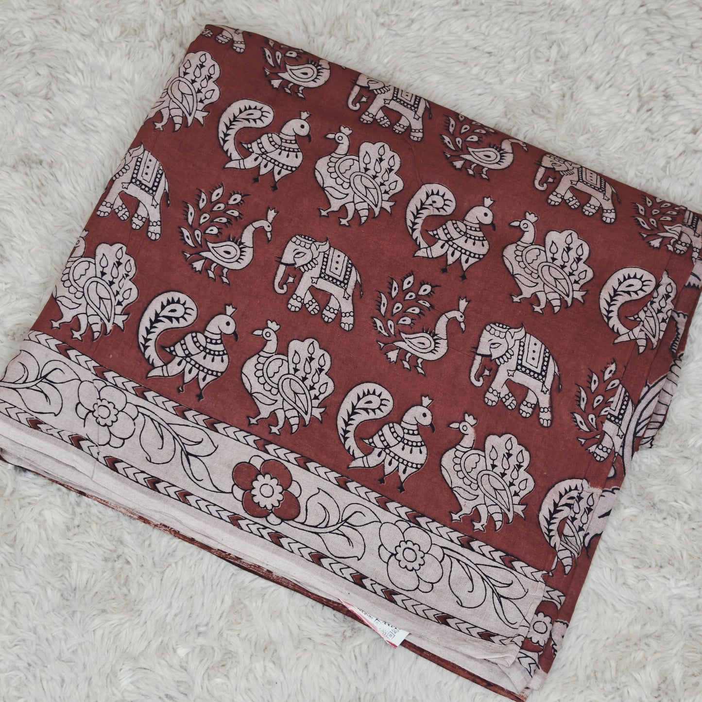 Maroon kalamkari mul cotton saree