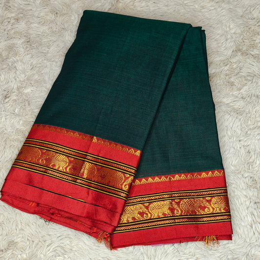Green pure narayanpet cotton saree