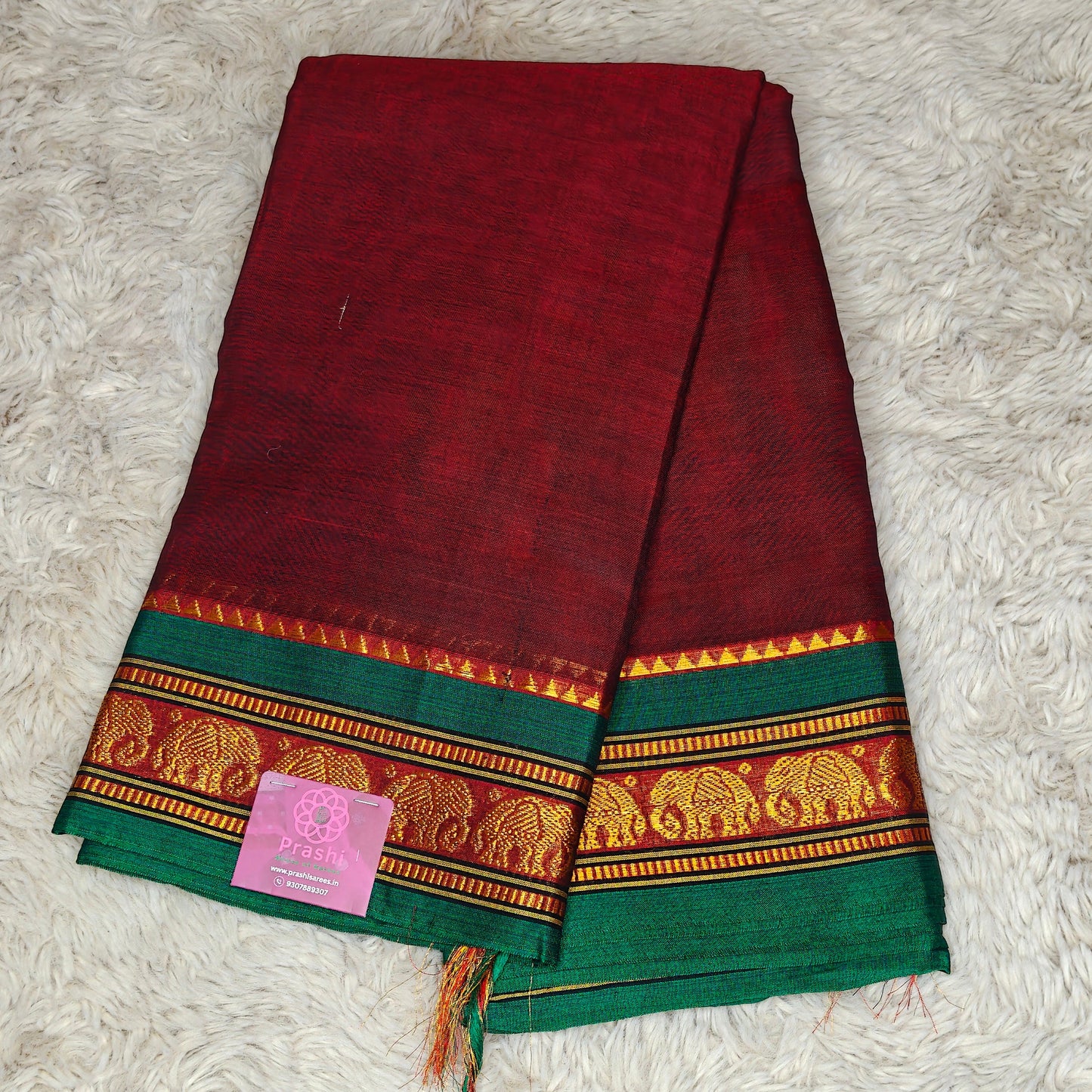 Maroon Pure Narayanpet cotton saree