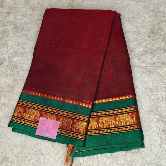 Maroon Pure Narayanpet cotton saree