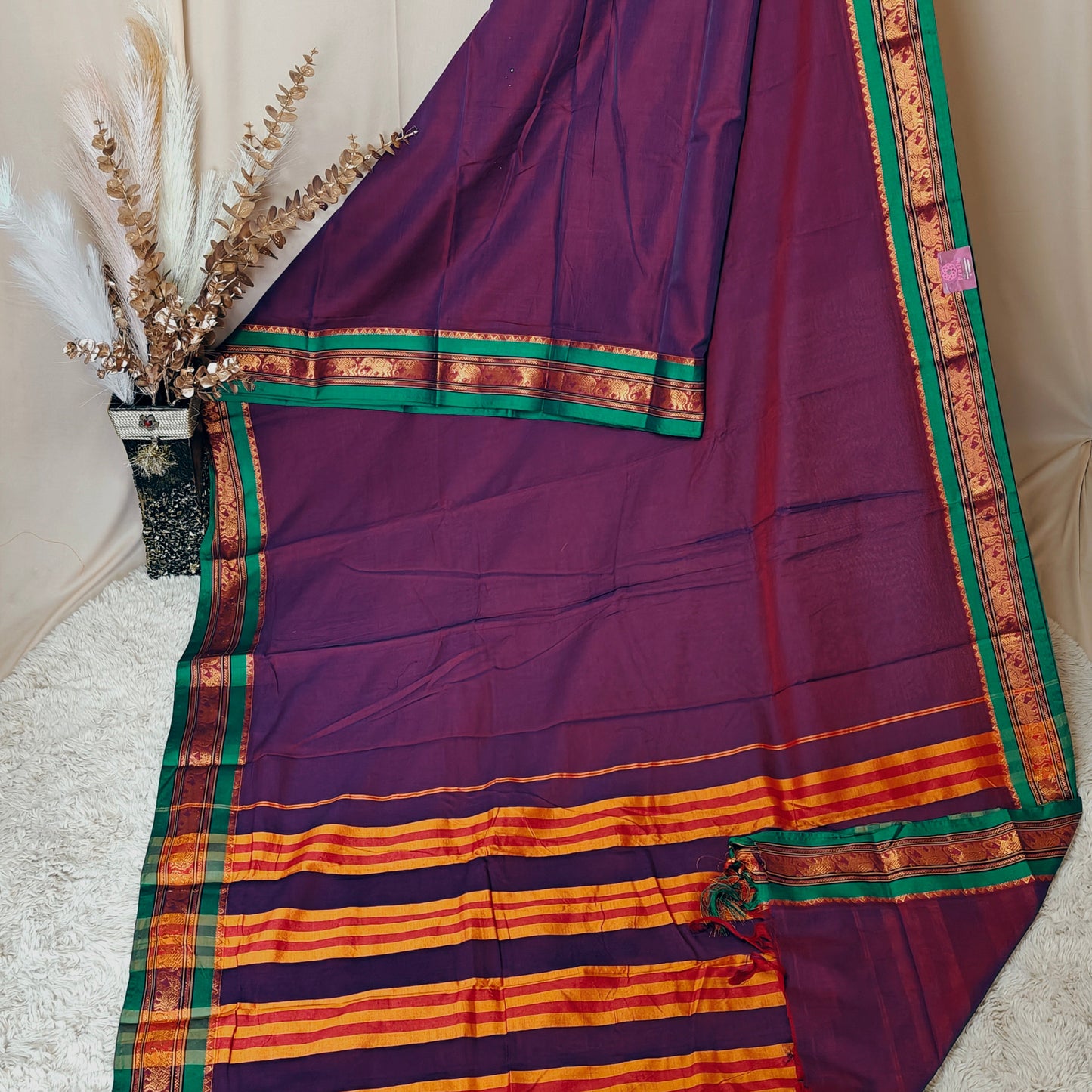 Purple pure narayanpet cotton saree