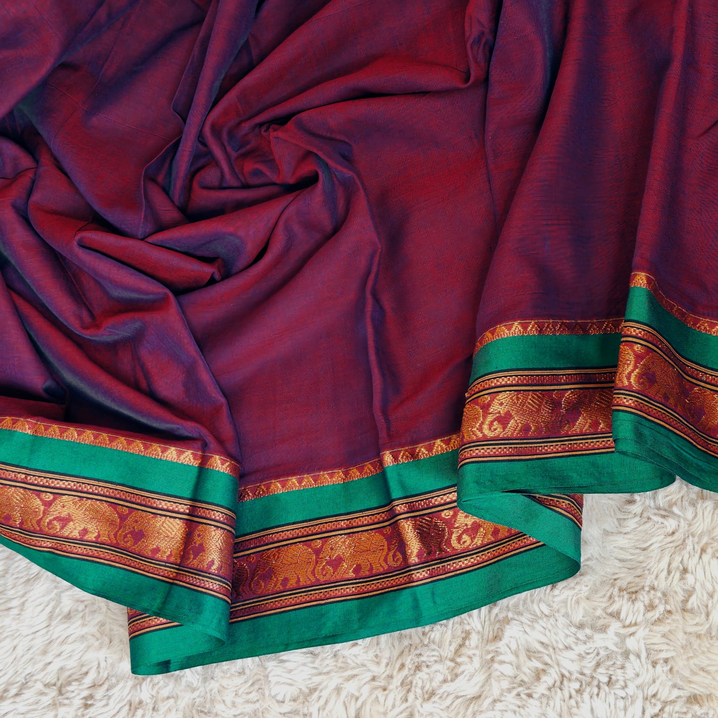 Purple pure narayanpet cotton saree
