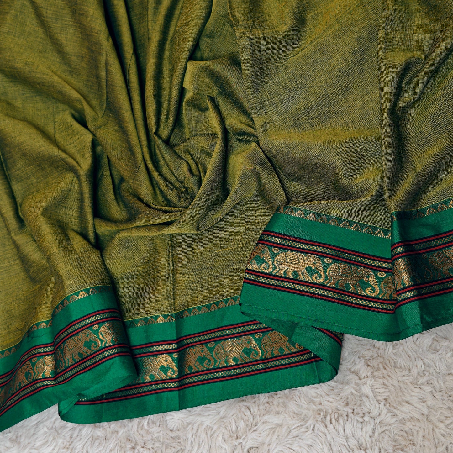Mante green pure narayanpet cotton saree