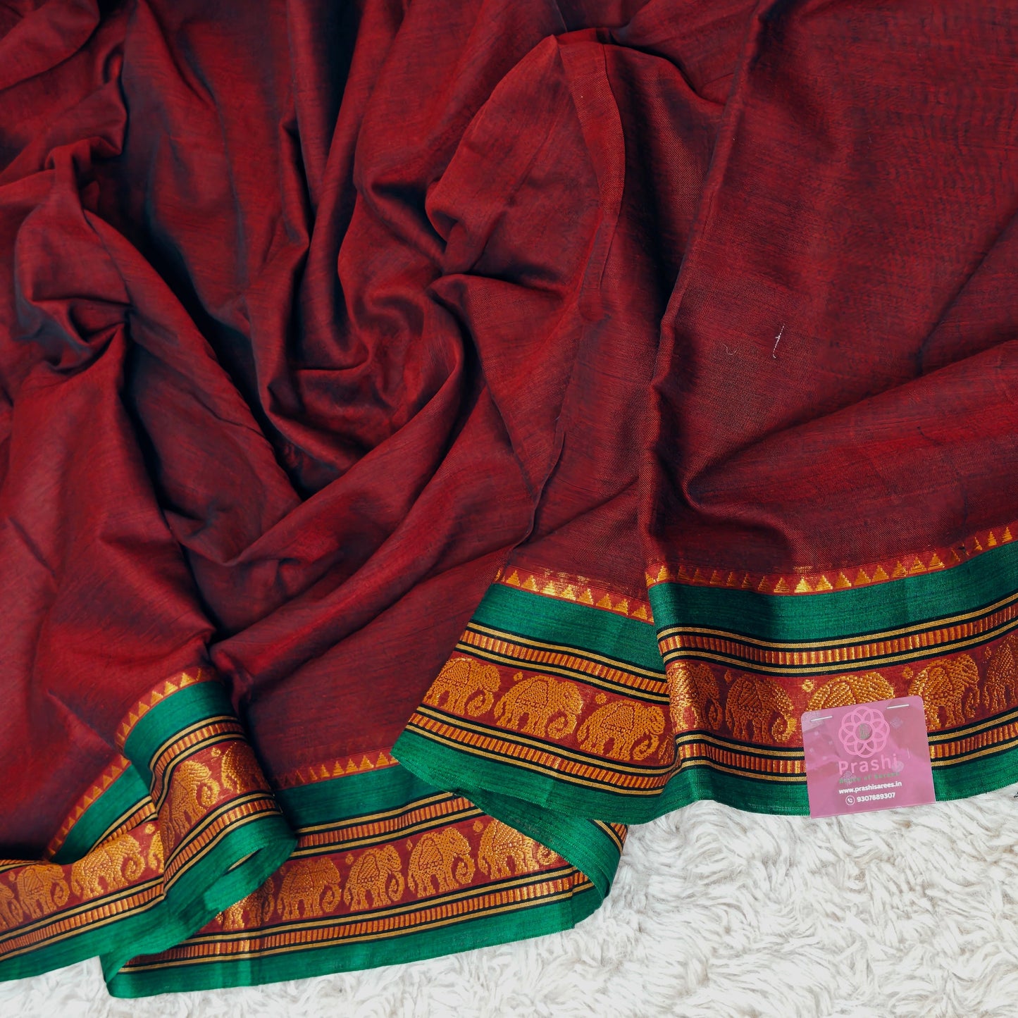Maroon Pure Narayanpet cotton saree
