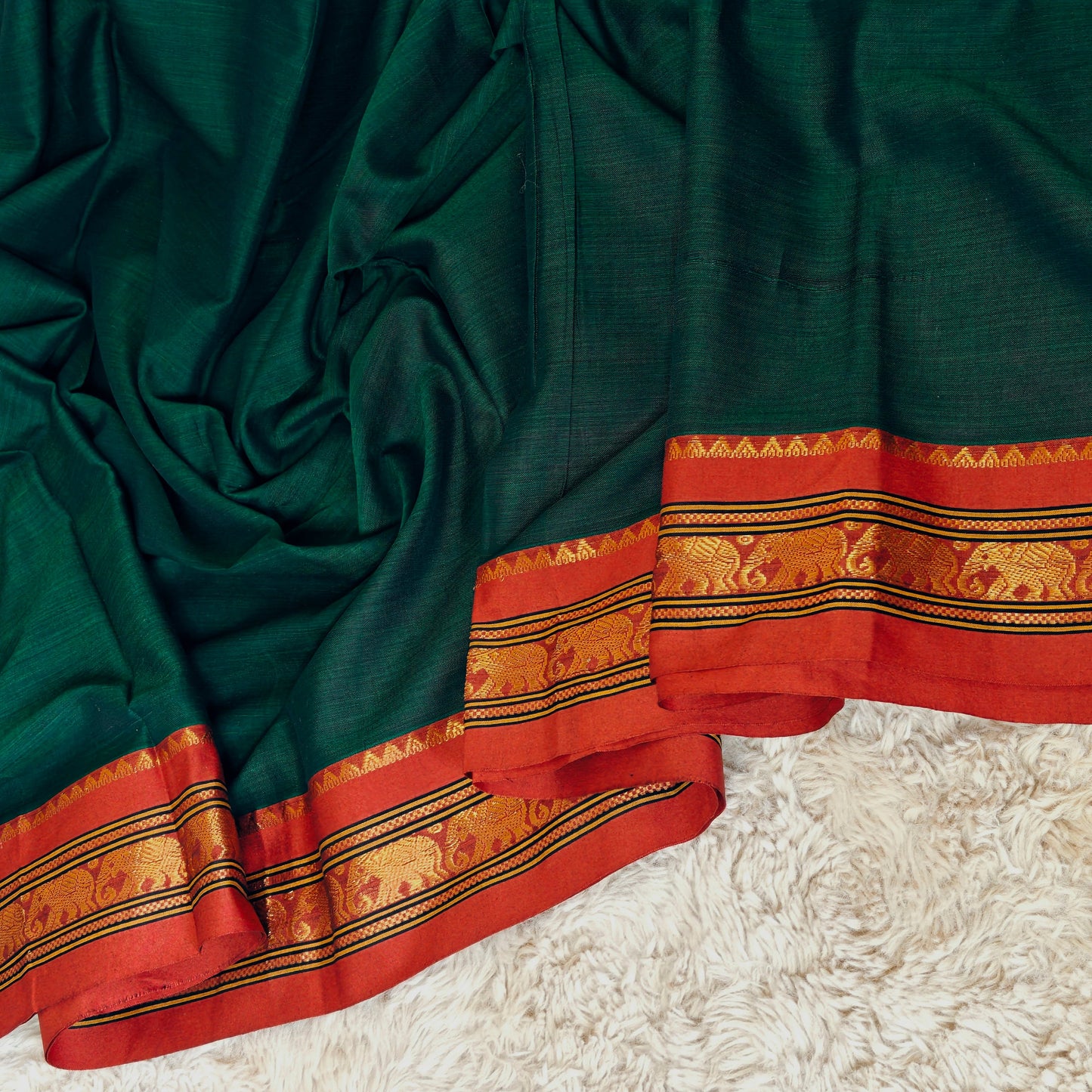 Green pure narayanpet cotton saree
