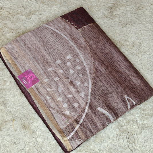 Brown chanderi work saree