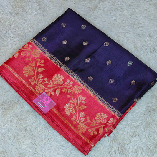 Purple pure viscose border sarees with buttas