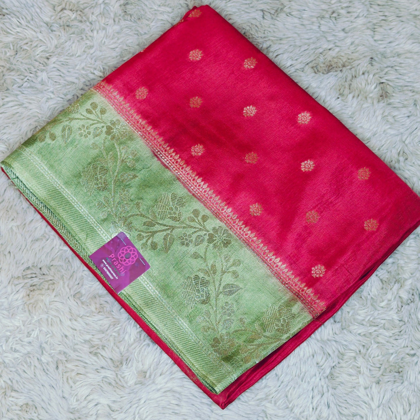 Pink pure viscose border sarees with buttas