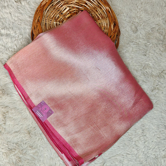 Pink viscose tissue saree