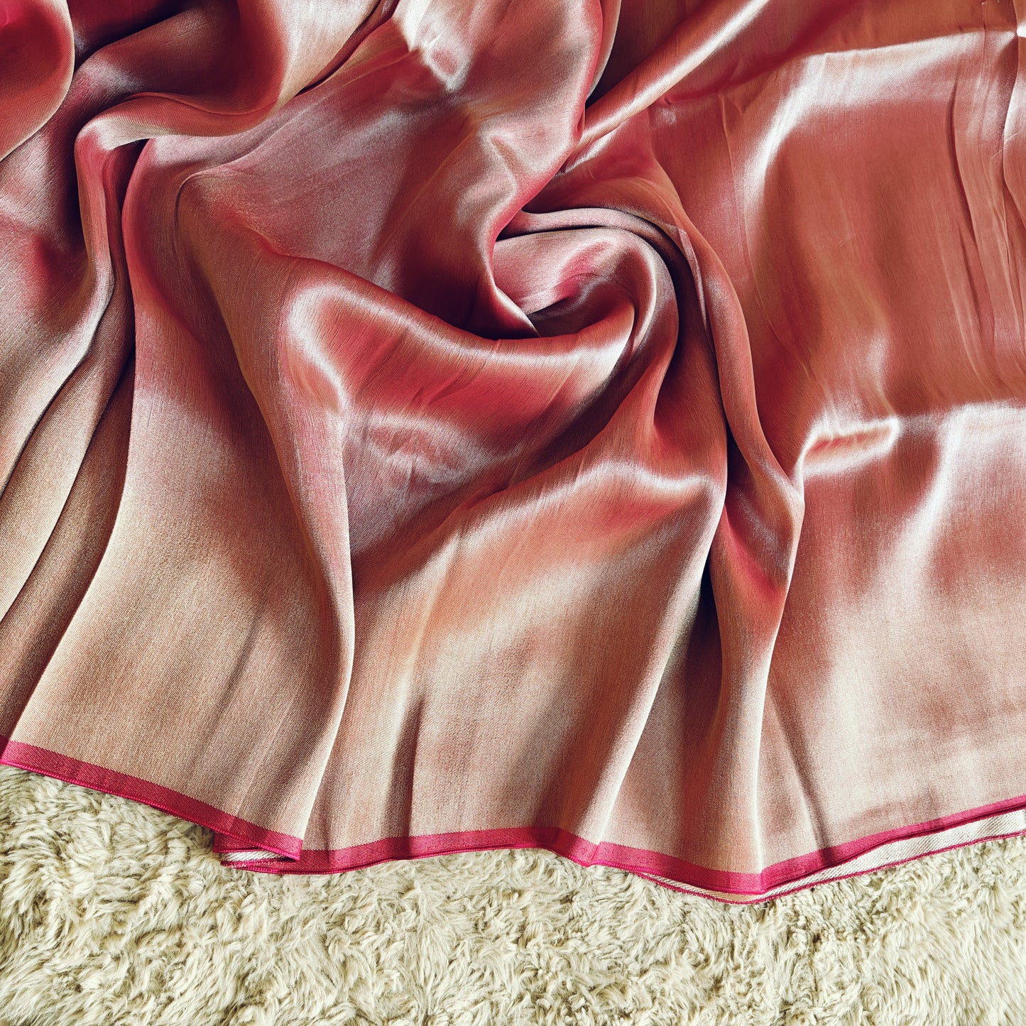 Pink viscose tissue saree