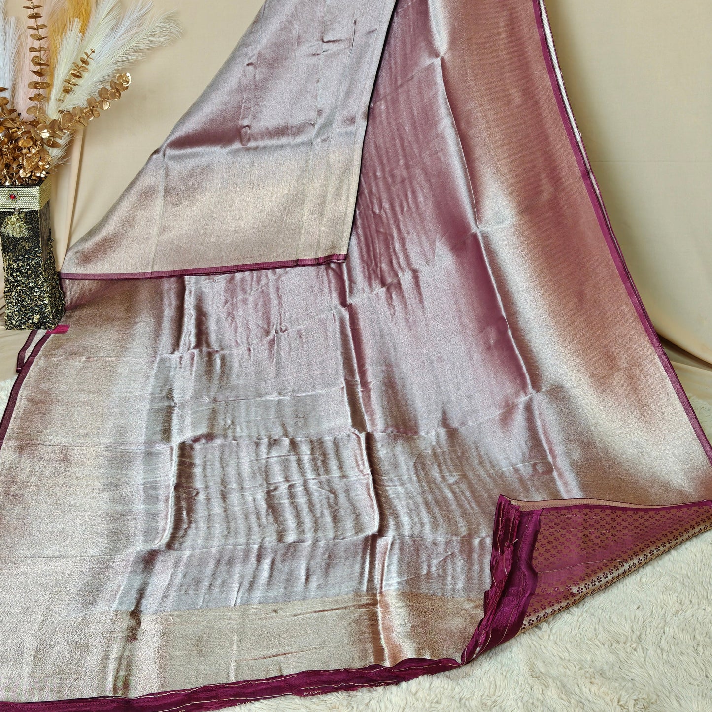 Magenta viscose tissue saree