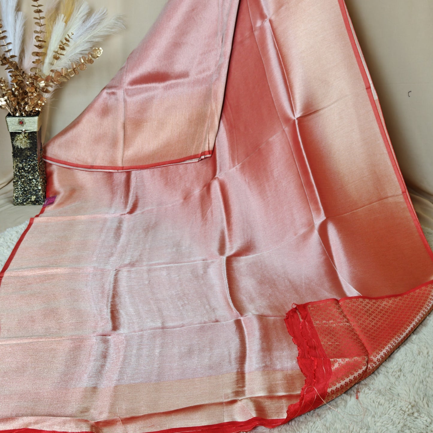 Red viscose tissue saree