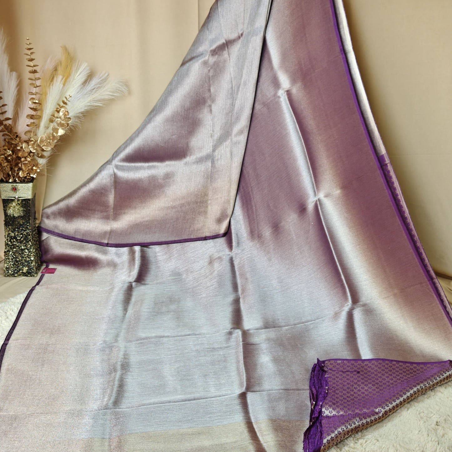 Purple viscose tissue saree