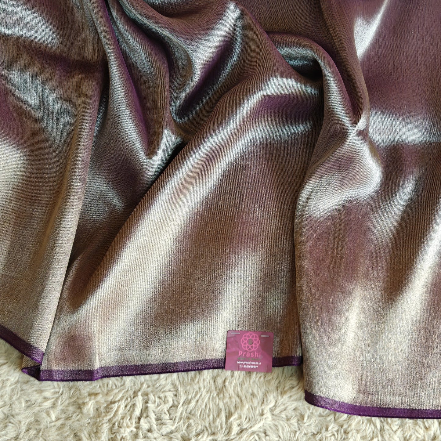 Purple viscose tissue saree