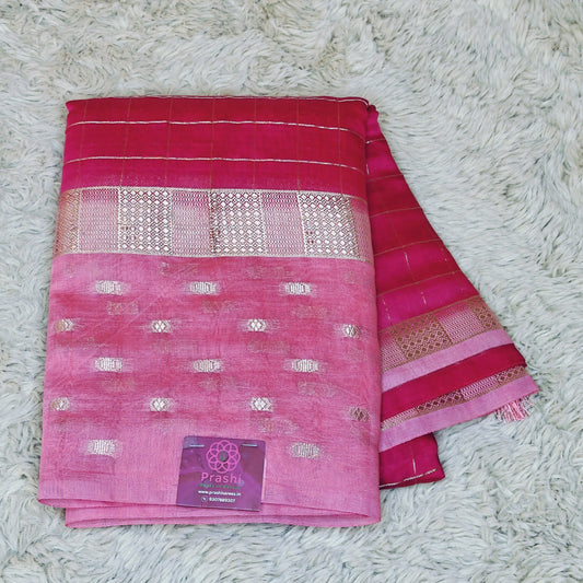 PINK muslin saree with checks