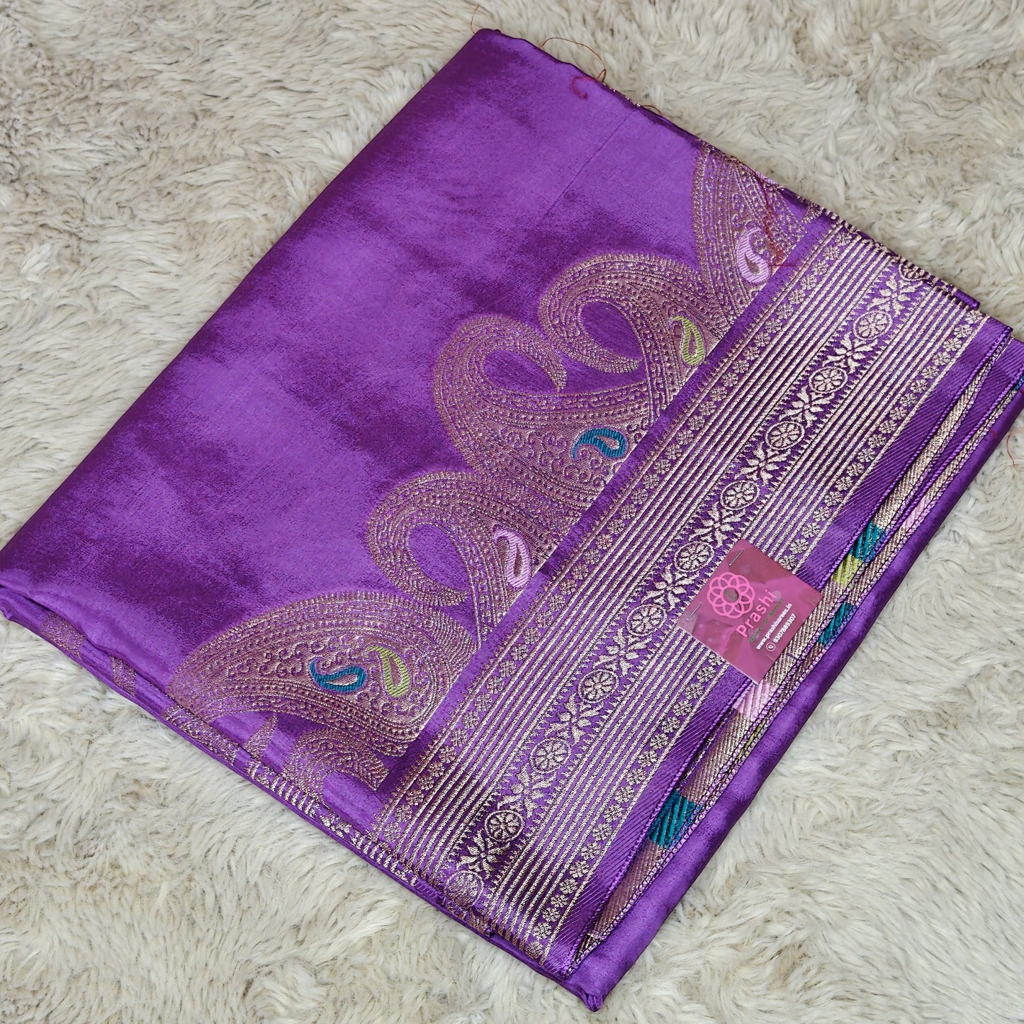 Purple pure viscose weaving border saree