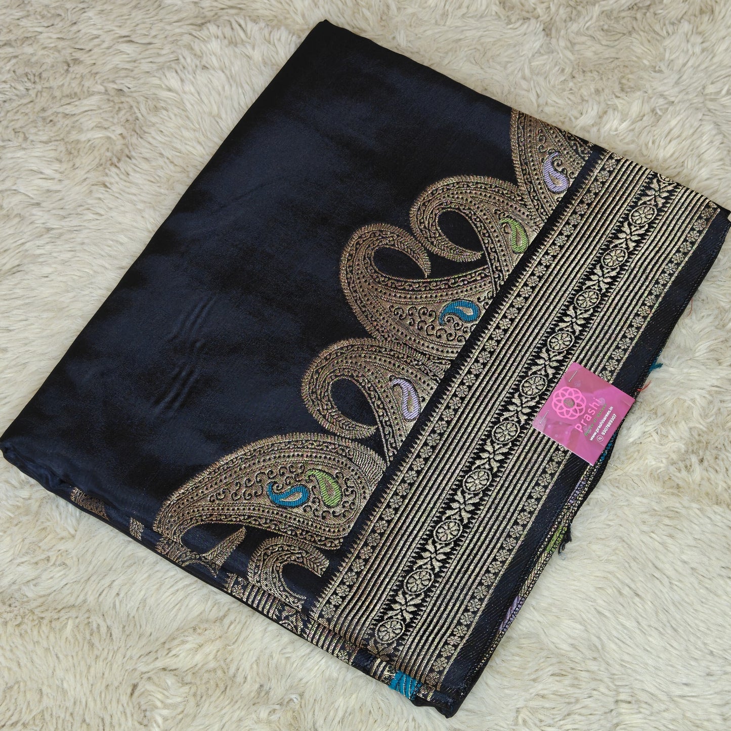 Black pure viscose weaving border saree