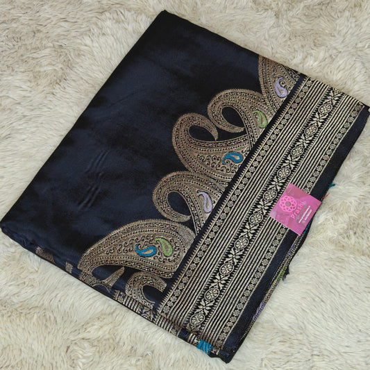 Black pure viscose weaving border saree