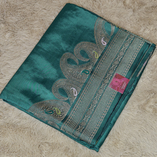 sea blue pure viscose weaving border saree
