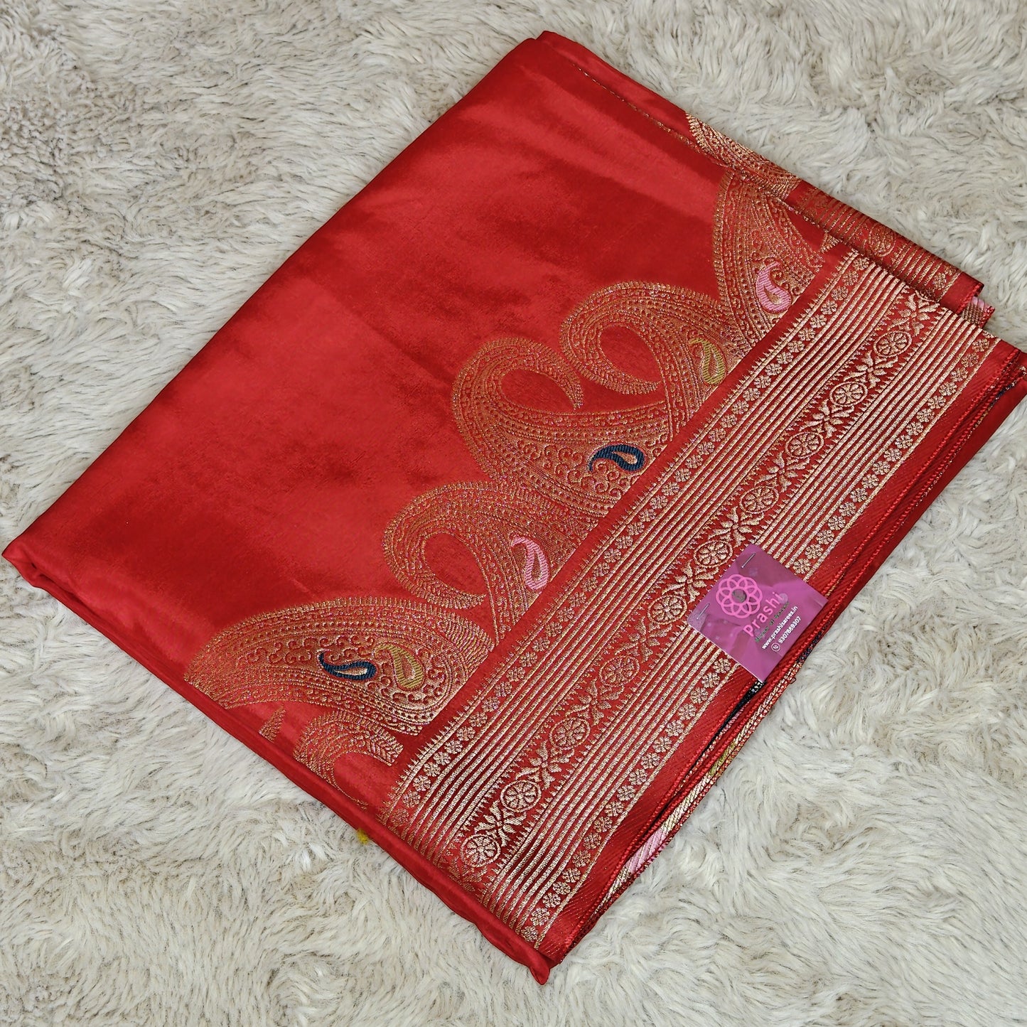 Red pure viscose weaving border saree