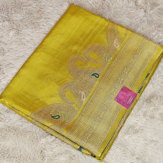 yellow pure viscose weaving border saree