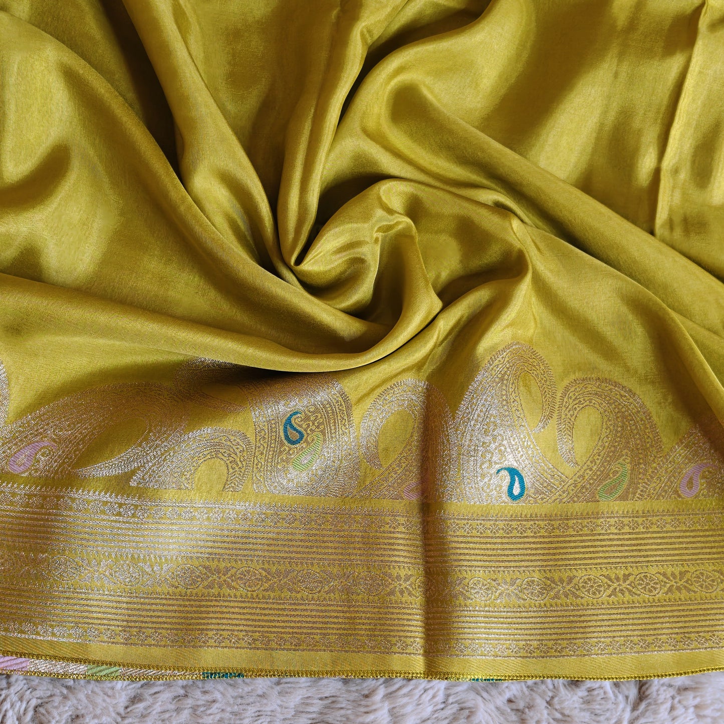 yellow pure viscose weaving border saree
