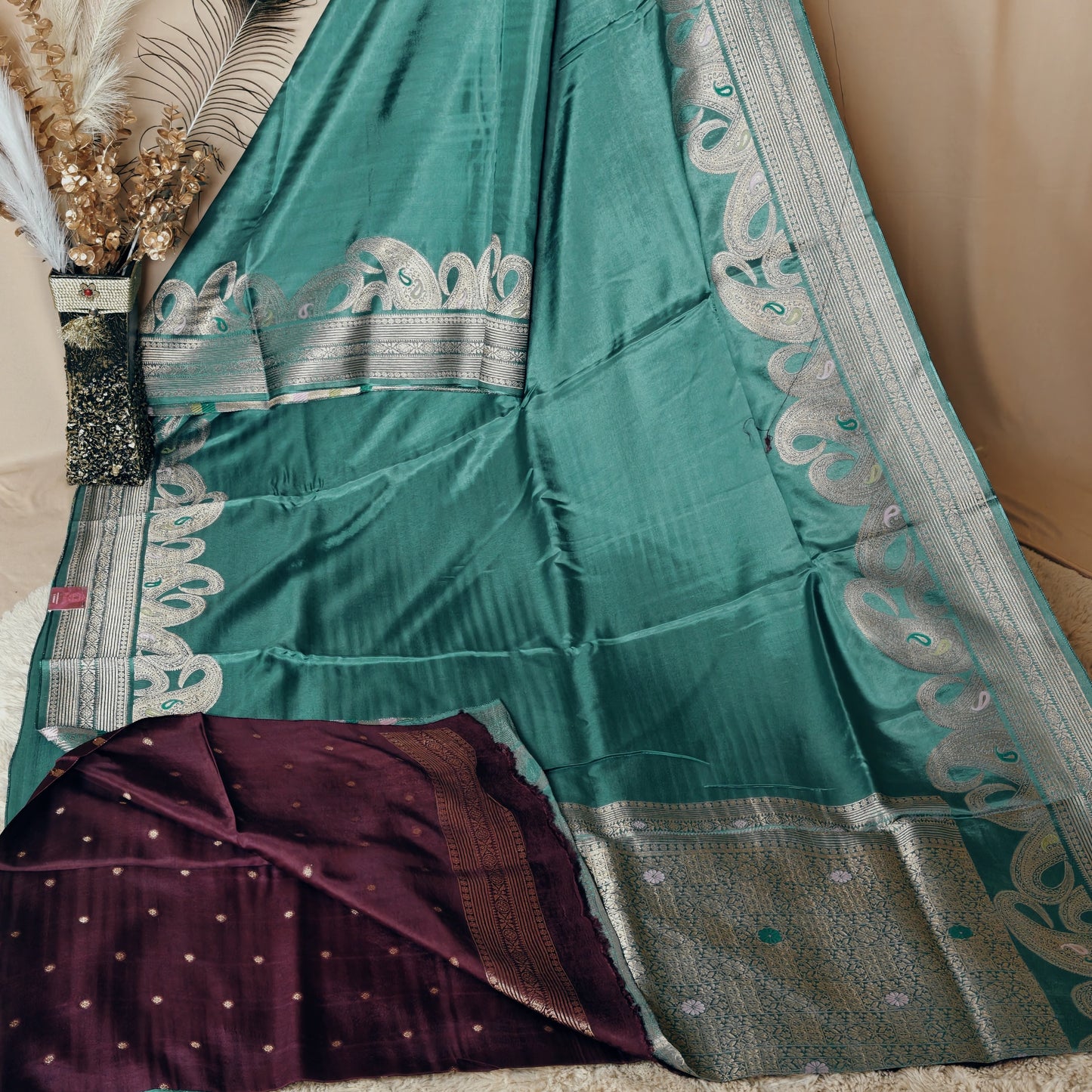 sea blue pure viscose weaving border saree
