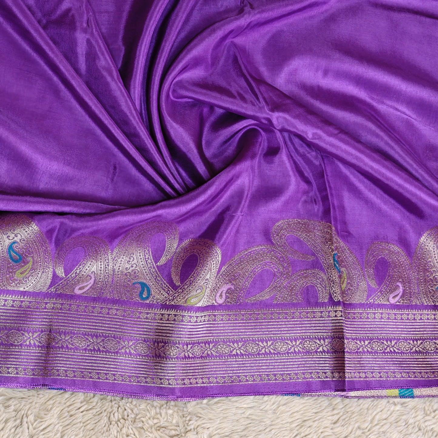 Purple pure viscose weaving border saree
