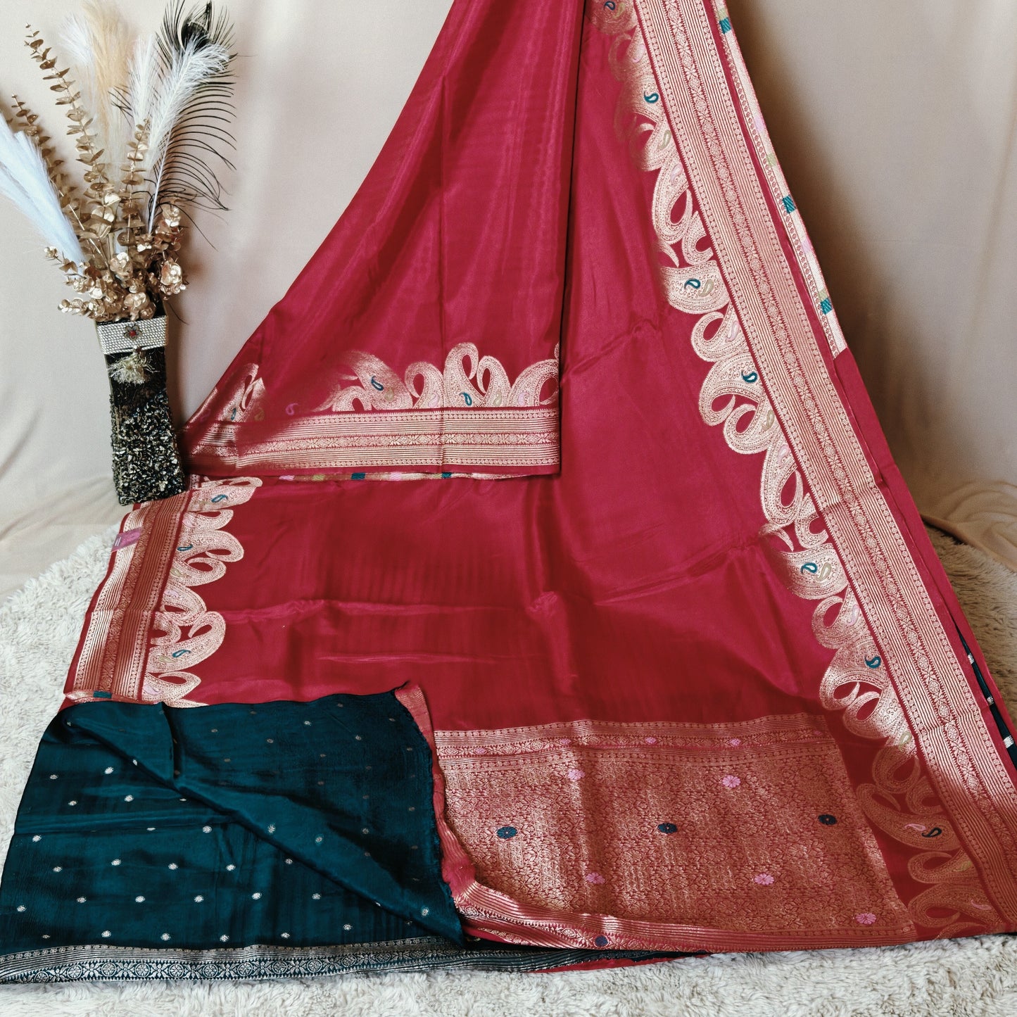 Rani pink pure viscose weaving border saree