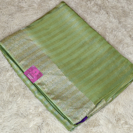 Pastel green viscose tissue border saree