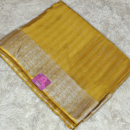 Yellow viscose tissue border saree