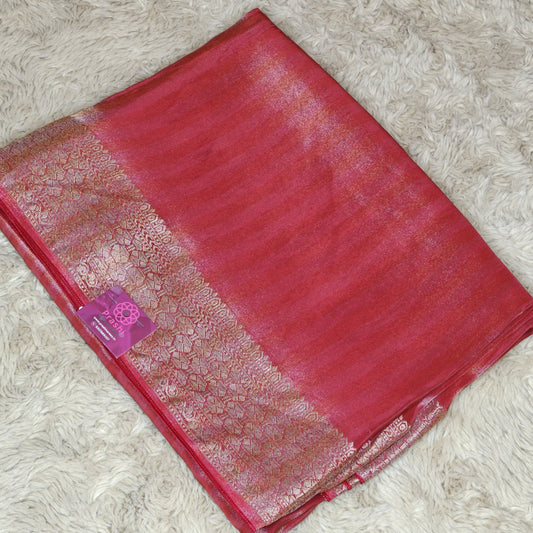 PINK viscose tissue border saree