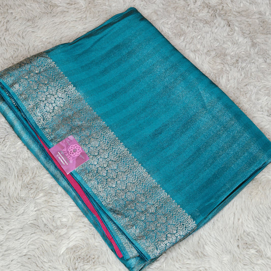 sea blue viscose tissue border saree