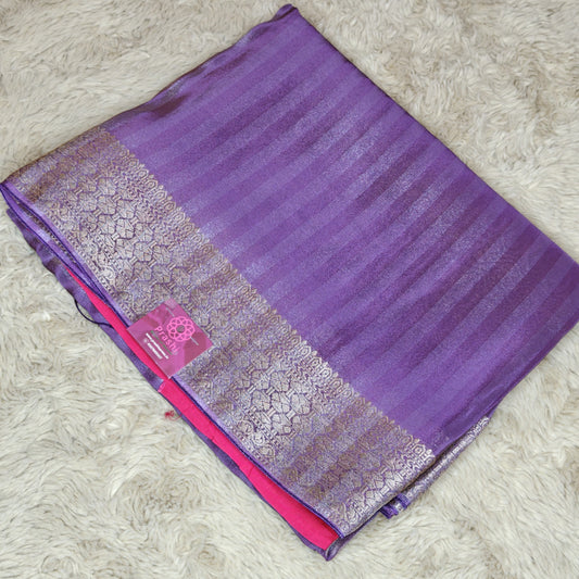 Purple viscose tissue border saree