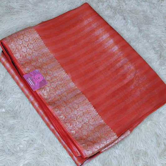 RED Viscose tissue border saree
