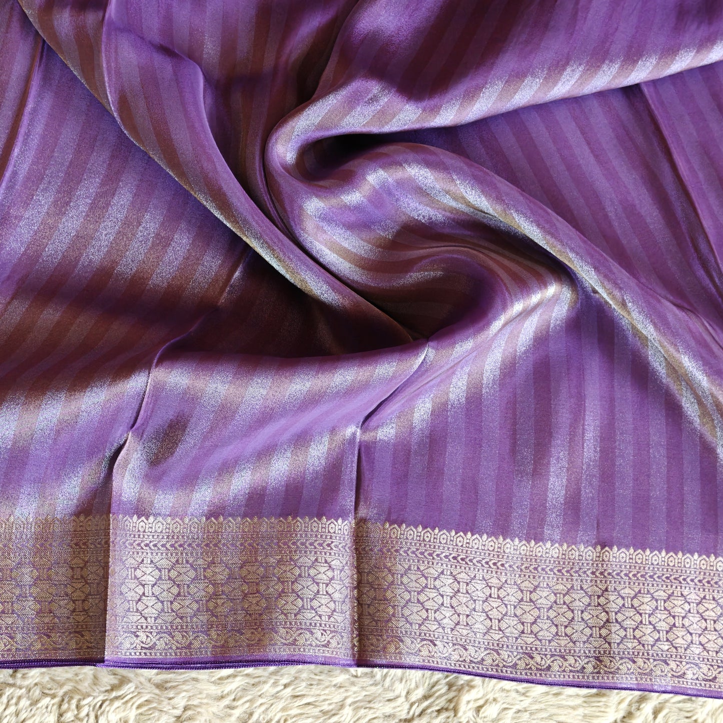 Purple viscose tissue border saree