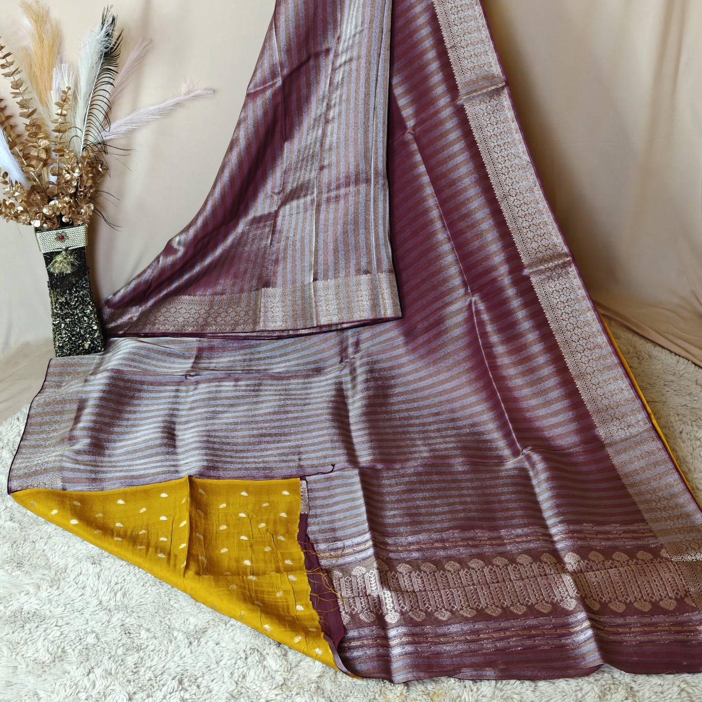 magenta viscose tissue border saree