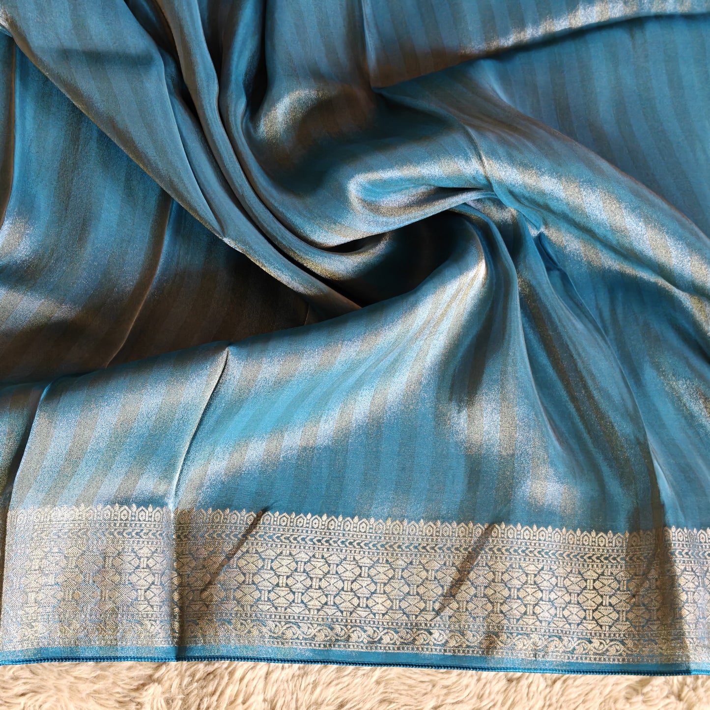 sea blue viscose tissue border saree