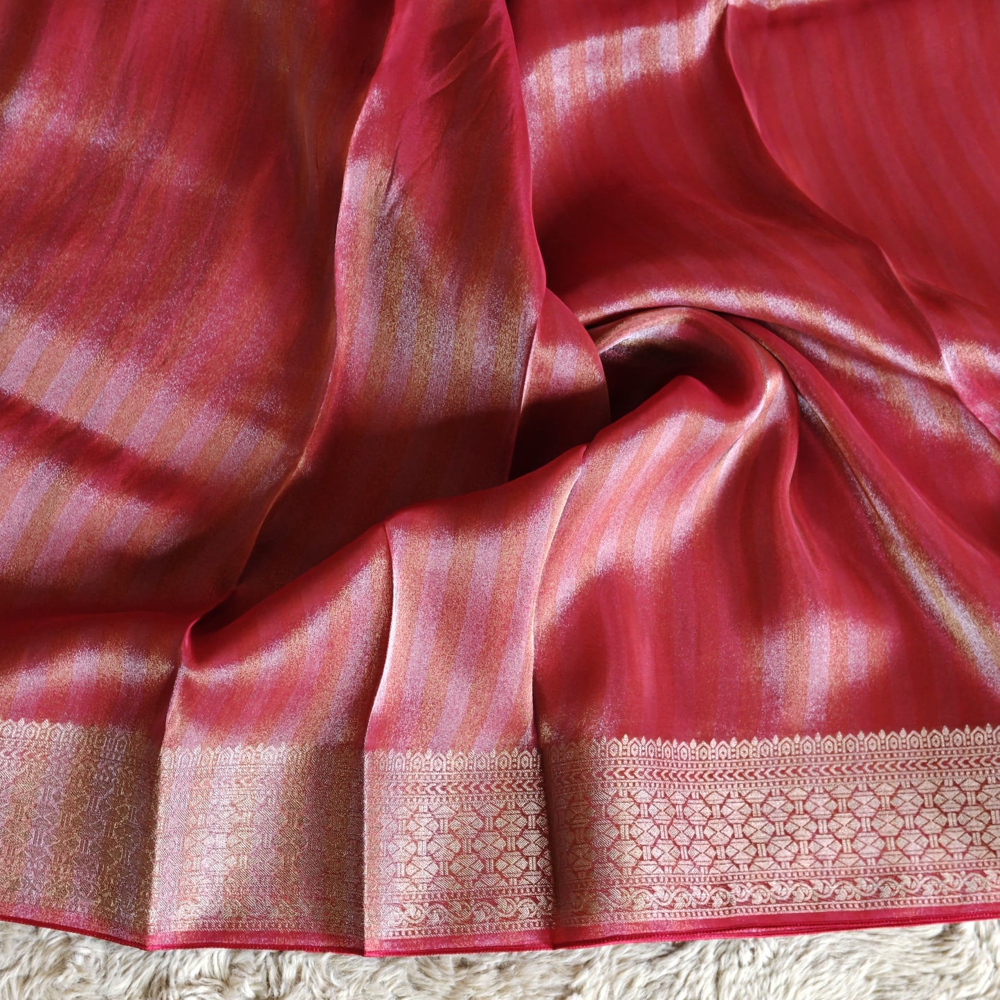 PINK viscose tissue border saree