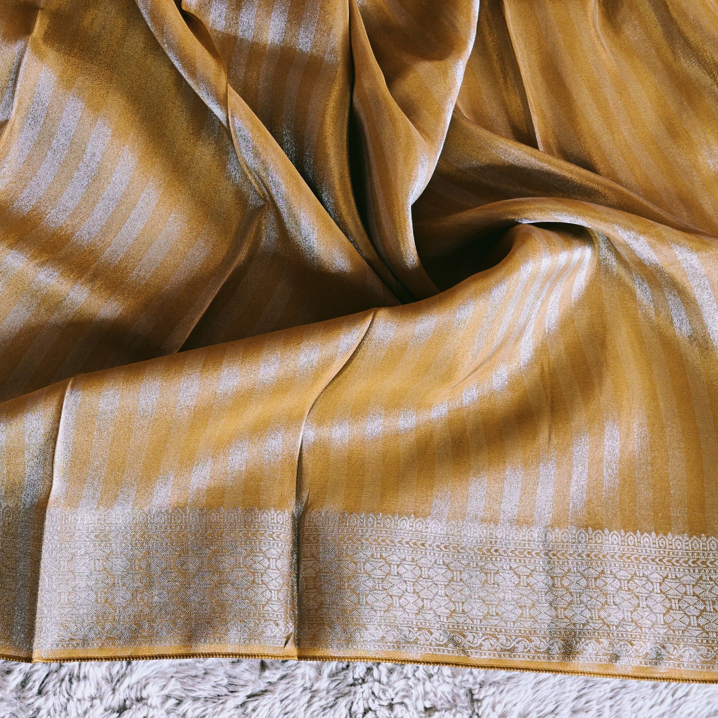 Yellow viscose tissue border saree