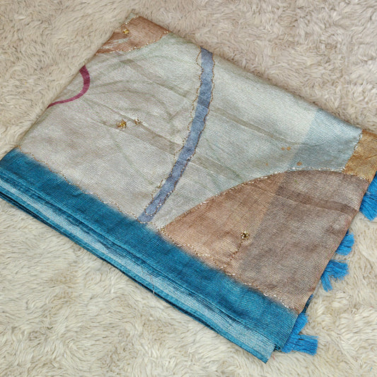 Teal Blue origansa light weight saree